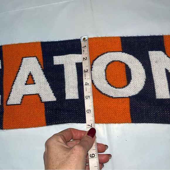 Wheaton College SCARF 65” Double Sided Acrylic Orange/Blue stripes, SOFT Fringe - Picture 5 of 7